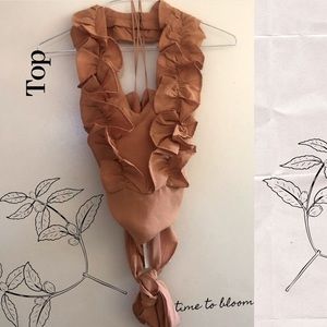 Halter top with ruffled neckline